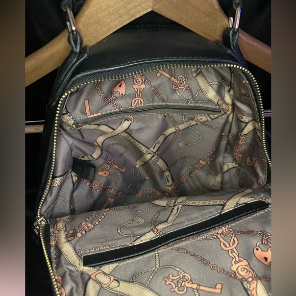 Simple Black backpack purse with gold hardware. Used. - Picture 3 of 6